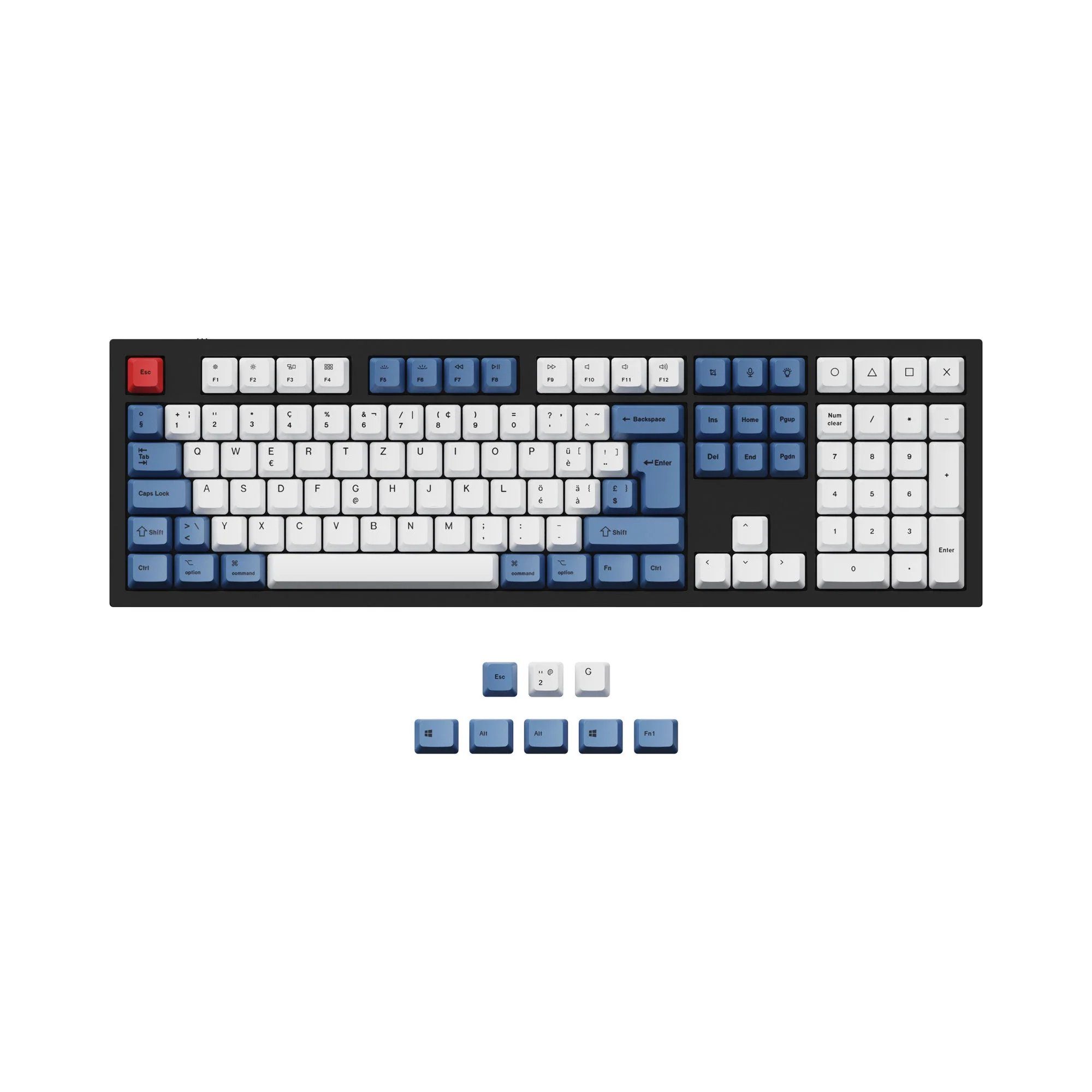 ISO & ANSI Q3 & Q4 & Q4 Pro & Q6 & Q6 Pro & V3 & V4 & V6 & K8 & K8 Pro OEM Dye-Sub PBT Keycap Set - Blue - Image 5