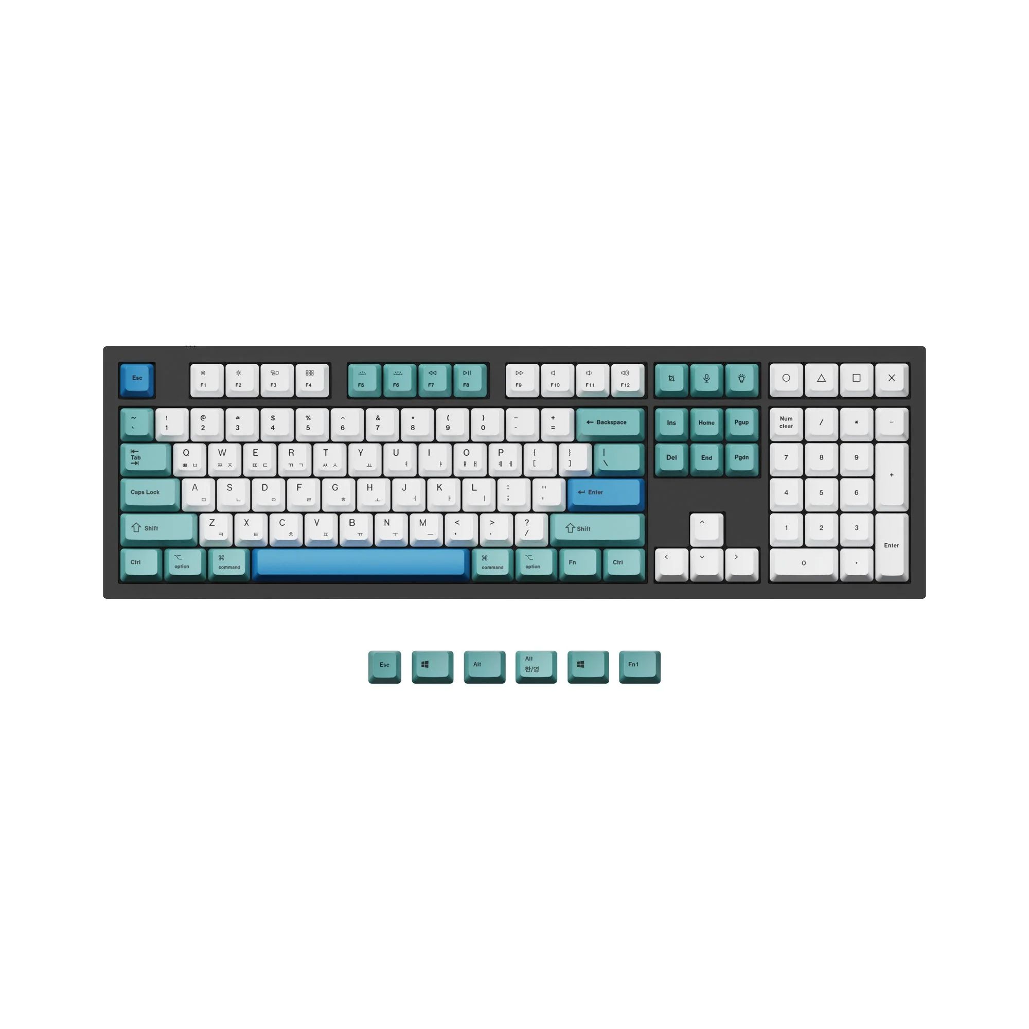 ISO & ANSI Q3 & Q4 & Q4 Pro & Q6 & Q6 Pro & V3 & V4 & V6 & K8 & K8 Pro OEM Dye-Sub PBT Keycap Set - Iceberg - Image 11