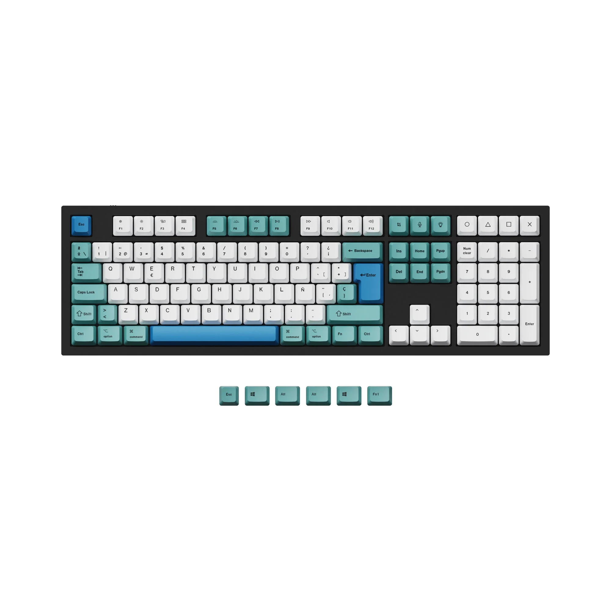 ISO & ANSI Q3 & Q4 & Q4 Pro & Q6 & Q6 Pro & V3 & V4 & V6 & K8 & K8 Pro OEM Dye-Sub PBT Keycap Set - Iceberg - Image 6