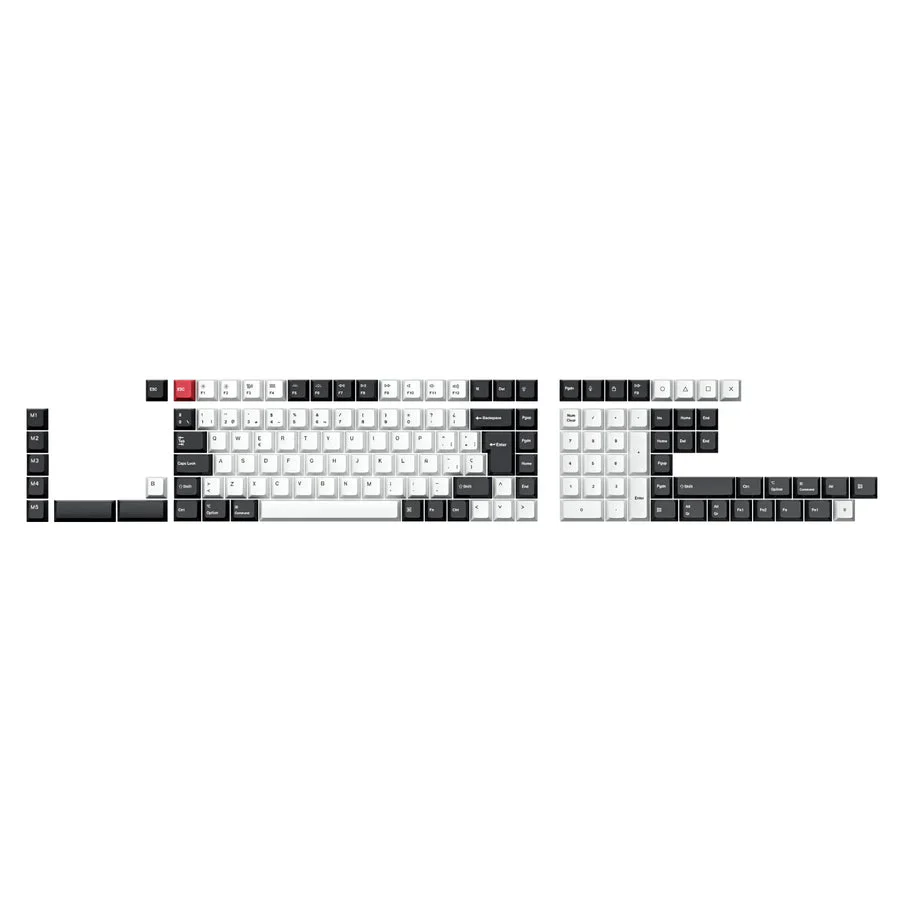 ISO Layout Cherry Profile Dye-Sub PBT Full Keycap Set - Black and White - Image 6