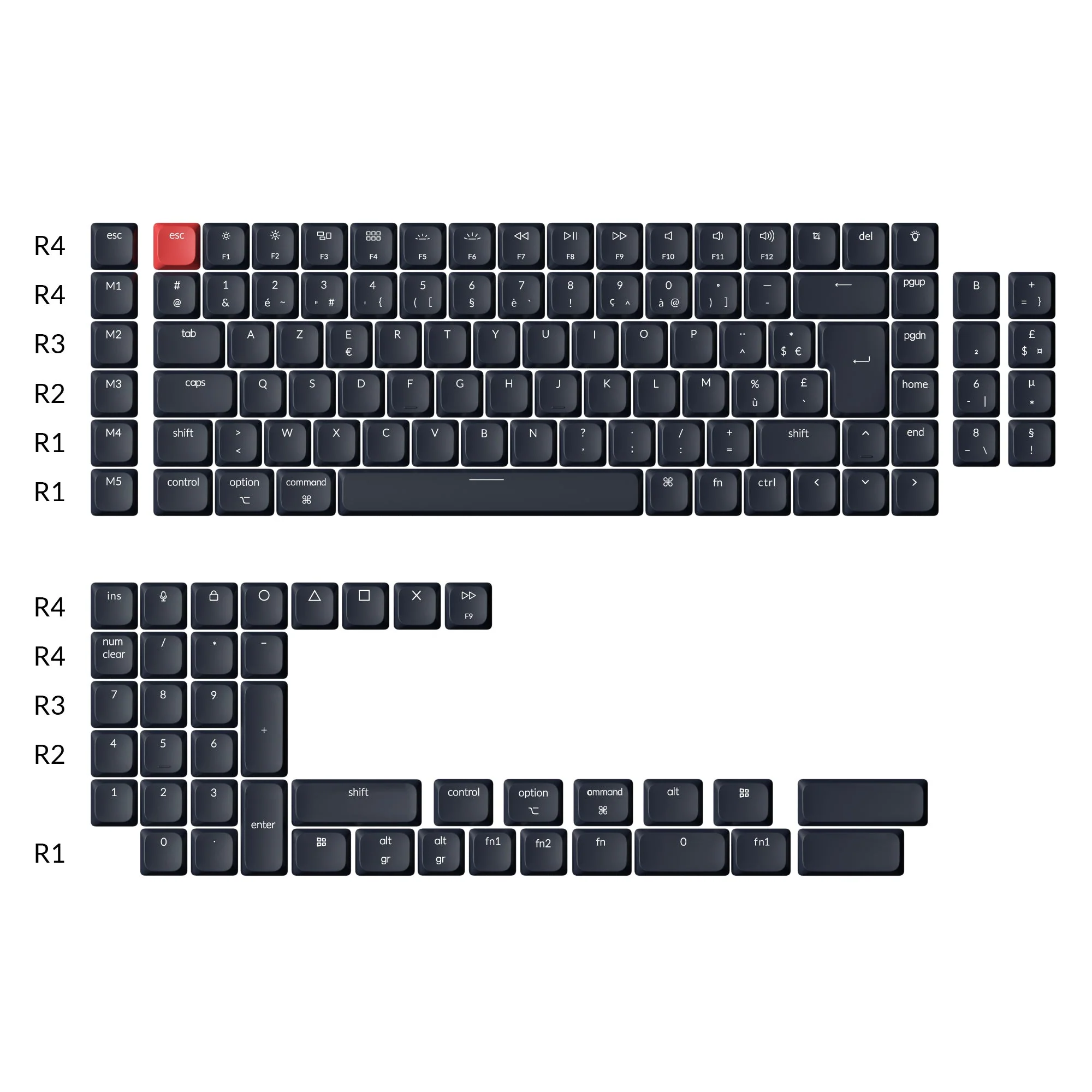 ISO Low Profile Shine-Through ABS LSA Full Set Keycap Set - Black - Image 2