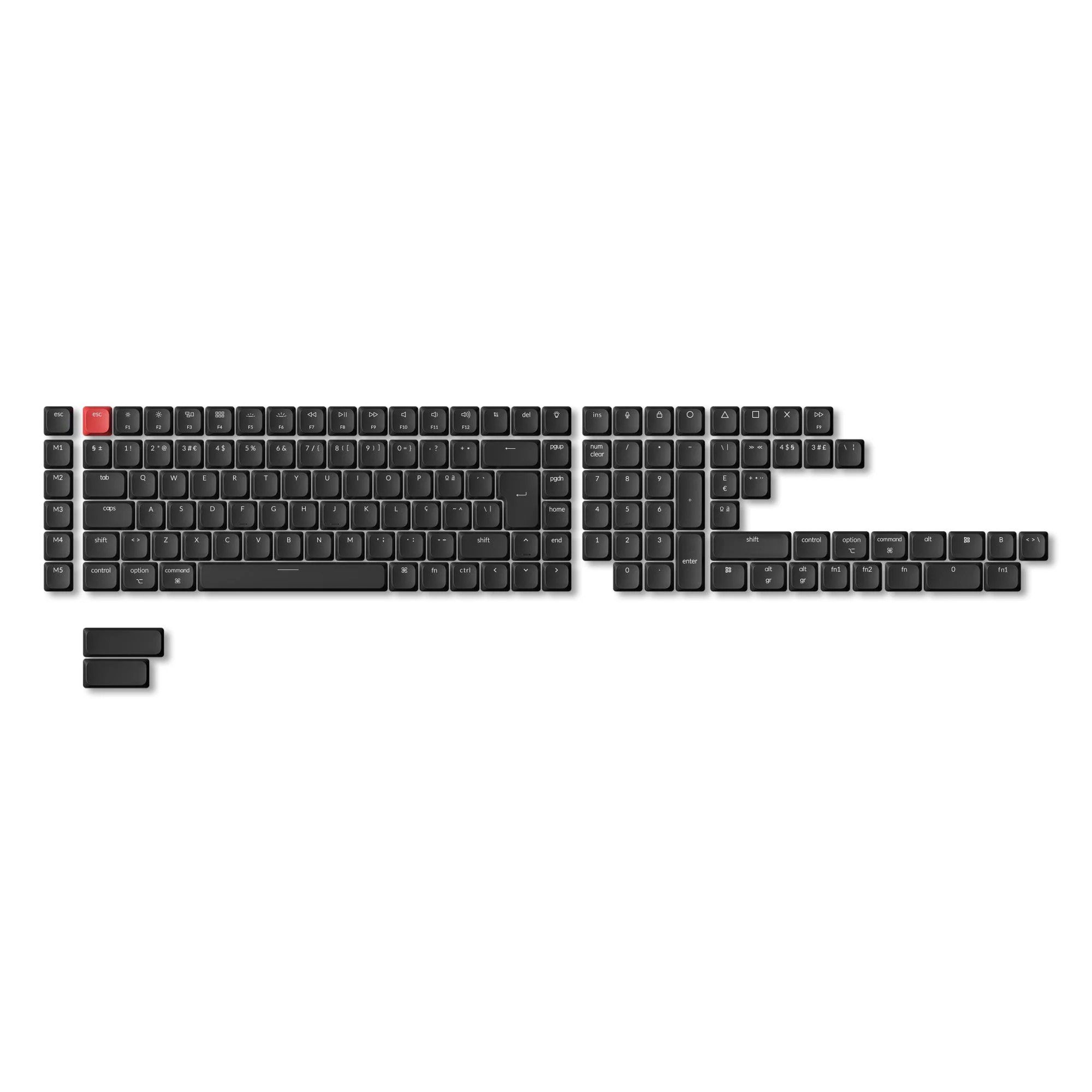 ISO Low Profile Shine-Through ABS LSA Full Set Keycap Set - Black - Image 3
