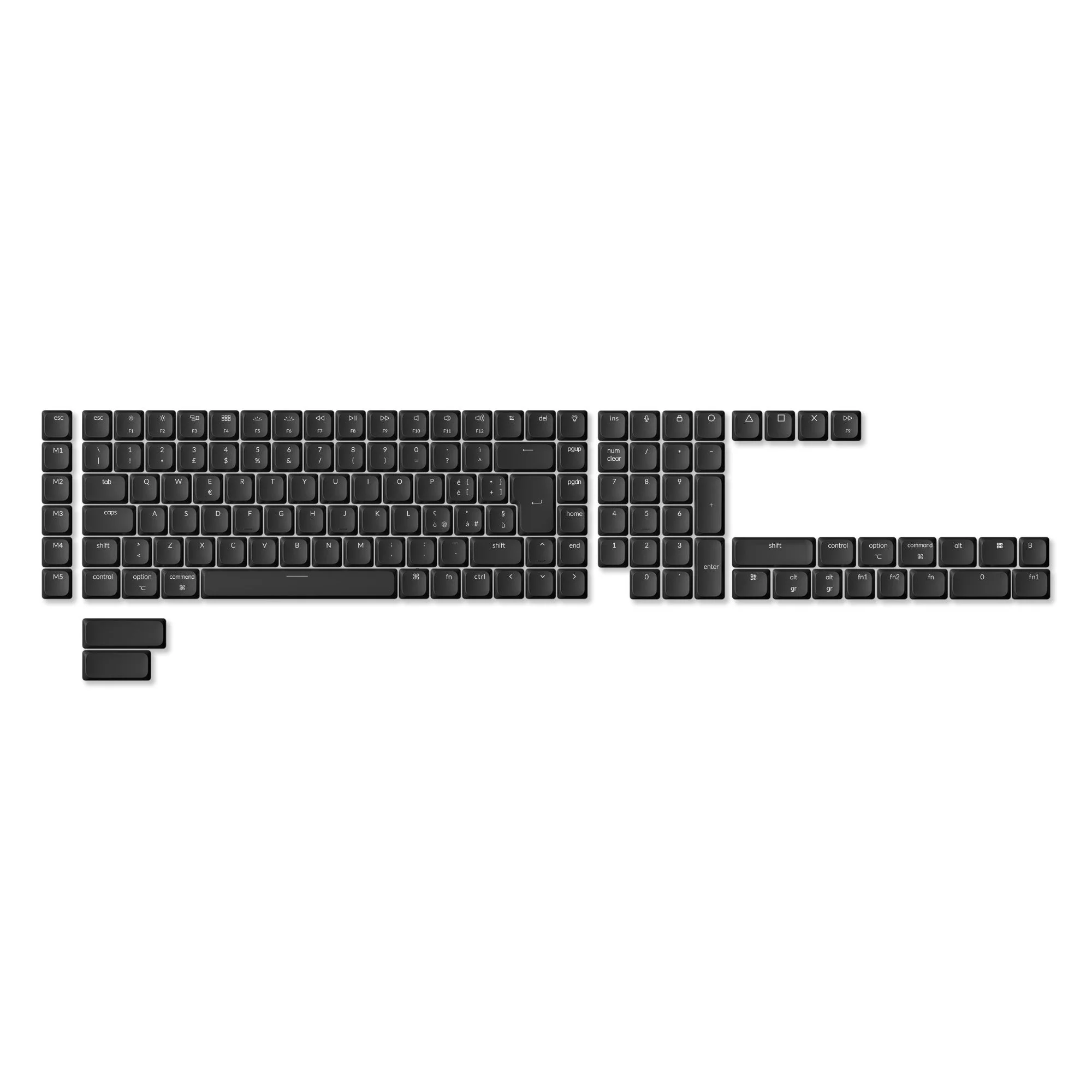 ISO Low Profile Shine-Through ABS LSA Full Set Keycap Set - Black - Image 4