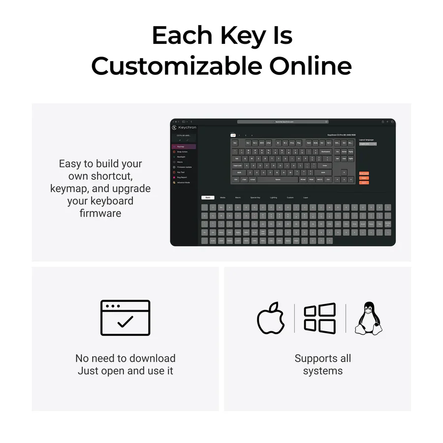 Keychron C3 Pro 8K QMK Wired Custom Mechanical Keyboard (US ANSI Layout) - Image 5