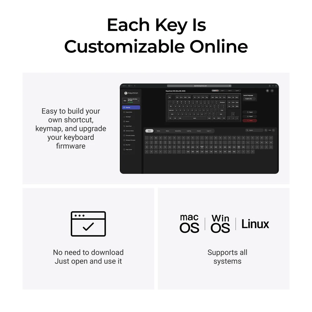 Keychron K8 Ultra 8K Wireless Custom Mechanical Keyboard (US ANSI Layout) - Image 8